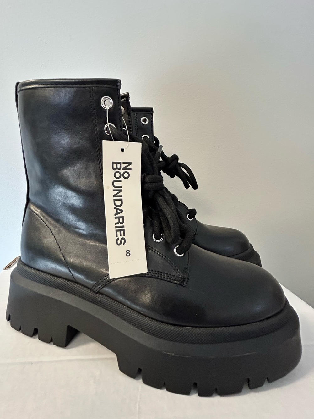 No Boundaries Black Lace-Up Platform Combat Boots